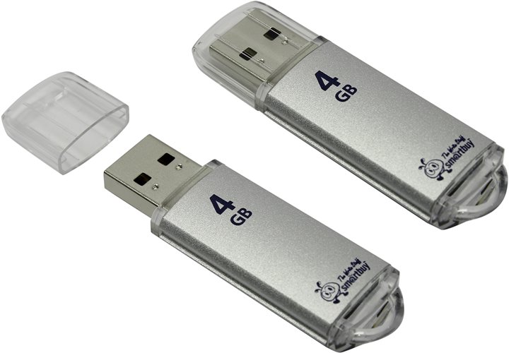 

Накопитель USB 2.0 4GB SmartBuy SB4GBVC-S V-Cut серебристый, SB4GBVC-S