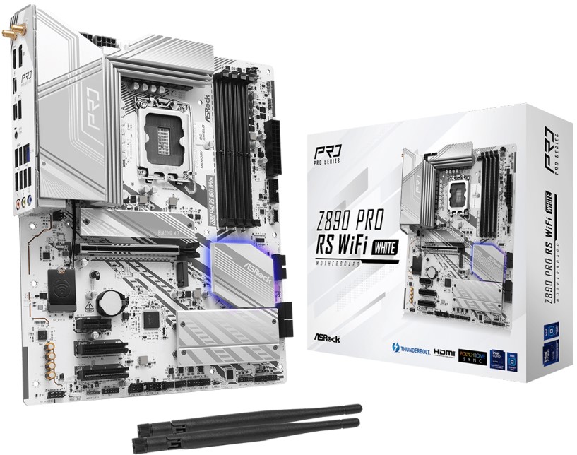 

Материнская плата ATX ASRock Z890 PRO RS WIFI WHITE (LGA1851, Z890, 4*DDR5 (9066), 4*SATA, 4*M.2, 3*USB 3.2, 4*USB 2.0, 2*USB Type-C, PCIe x16, 2*PCIe, Z890 PRO RS WIFI WHITE