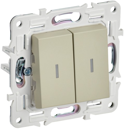 

Переключатель двухклавишный IEK SK-V22-1-10-K10 SKANDY с инд. 10А SK-V10B бежевый, SK-V22-1-10-K10