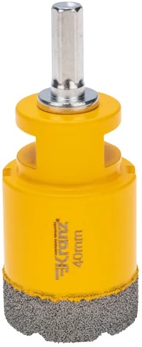 

Коронка алмазная KRANZ KR-92-1019 профессиональная по керамограниту и железобетону М14, вакуумное спекание, 40мм, для УШМ, KR-92-1019