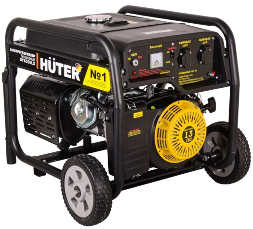 Изображение товара Бензиновый генератор Huter DY6500LX с электростартером и колесами