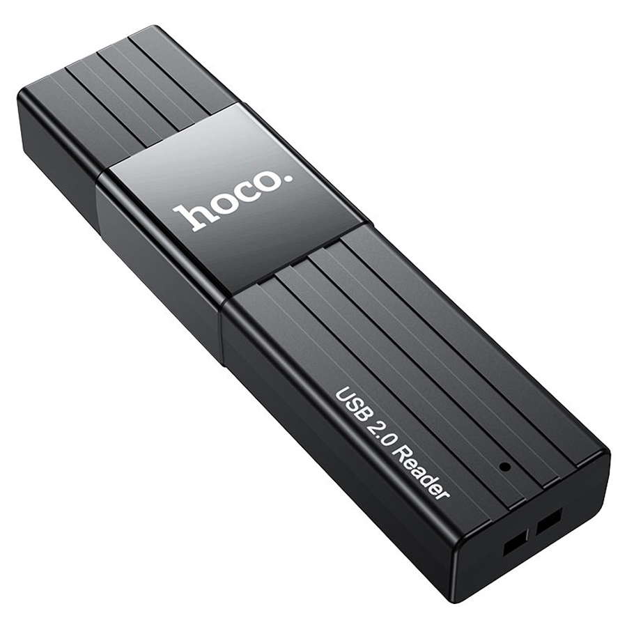 

Карт-ридер Hoco HB20 6931474735201 USB 2.0, пластик, TF/ SD карта, цвет: чёрный (1/50/200), HB20
