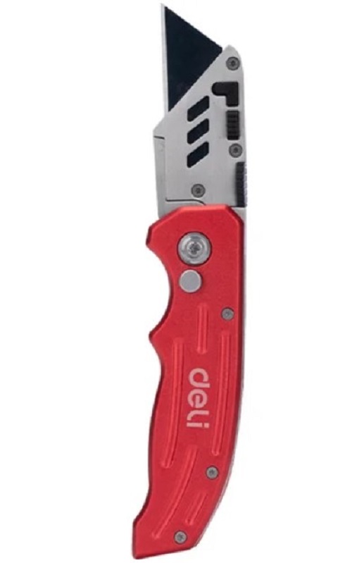 

Нож Deli DL040 строительный складной с Т-образным лезвием в комплекте 4 лезвия, сталь SK5, корпус из нержавеющей стали, DL040