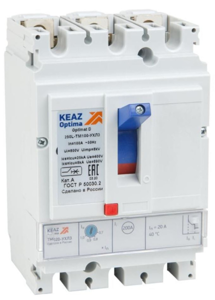 Изображение товара Автоматический выключатель КЭАЗ 291439 3 полюса для защиты цепей 40 А