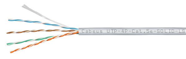 фото Кабель витая пара U/UTP 5e кат. 4 пары Cabeus UTP-4P-Cat.5e-SOLID-LSZH-GY-100 в Уфе