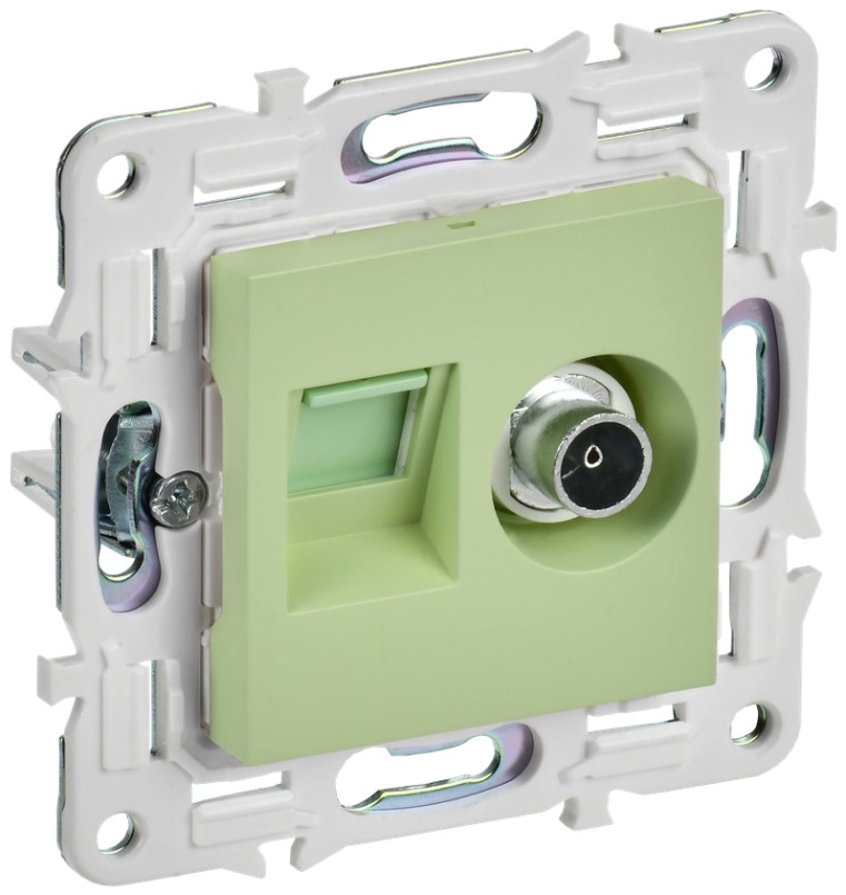 

Розетка комбинированная IEK SK-AK20-2-K06 SKANDY TV+RJ45 кат.6 SK-A15M мятная, SK-AK20-2-K06