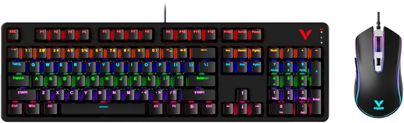 

Клавиатура и мышь Rapoo V185S игровая механическая проводная , цвет - черный, V185S