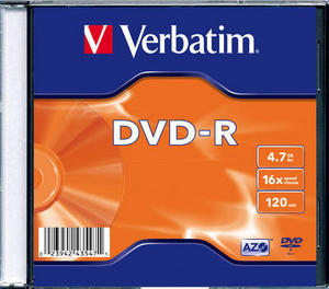 

Диск DVD-R Verbatim 43547 4.7ГБ, 16x, 1 шт., Slim Case (910081), 43547