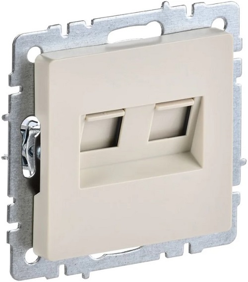 

Розетка компьютерная двойная IEK BR-K20-2-K10 BRITE RJ45 кат.6 РК11-2-БрКр Бежевый, BR-K20-2-K10