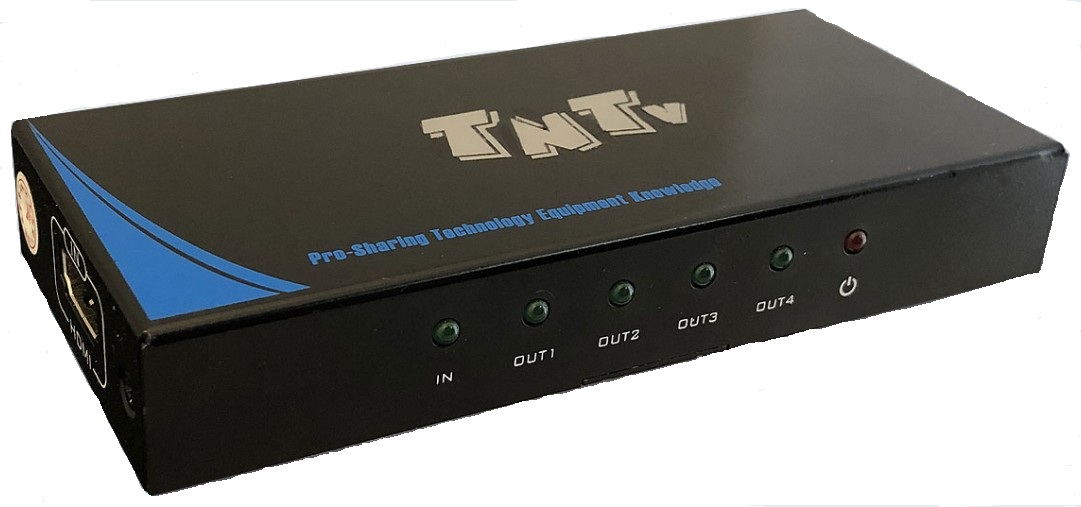 Разветвитель TNTV MMS-6084VSH HDMI 1.4, 1> 4 устройства, длина интерфейсных шнуров 15м, (толщ.жил шнура 26AWG), 1xHDMI-A (вход), 4xHDMI-A (выход), без