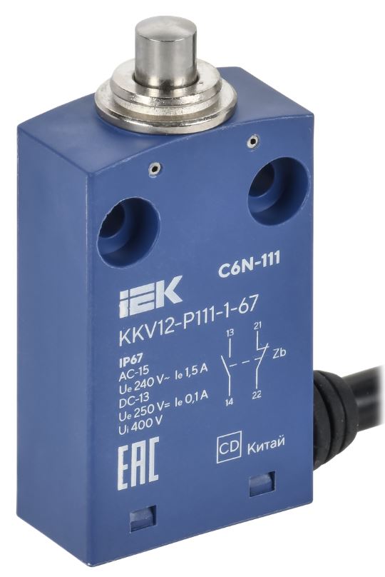 

Выключатель концевой IEK KKV12-P111-1-67 C6N-111 толкатель IP67, KKV12-P111-1-67