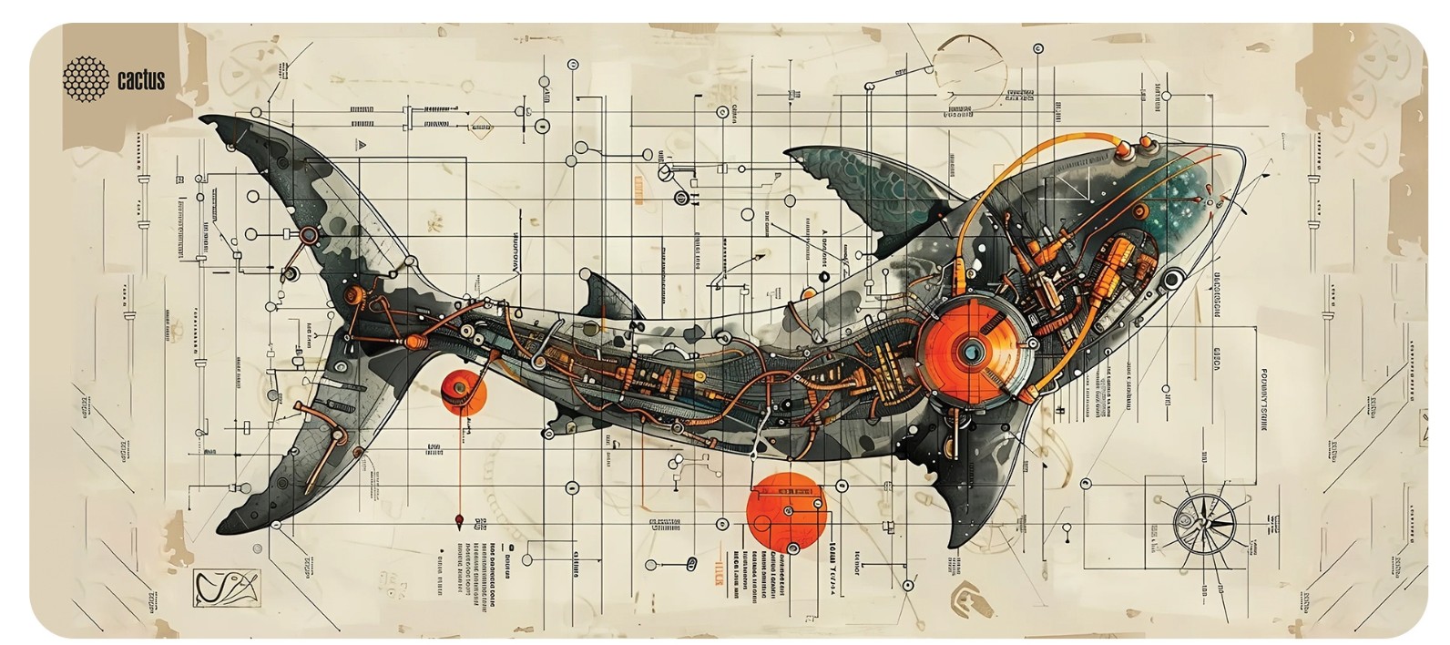 

Коврик для мыши Cactus CS-MP-COR03XXL Shark 900x400x4мм, CS-MP-COR03XXL