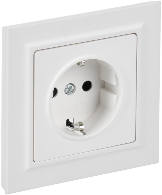 

Розетка с заземлением IEK BR-R14-16-K91-F BRITE с защитными шторками 16А в сборе РСР14-1-0-БрАБ арктический белый, BR-R14-16-K91-F