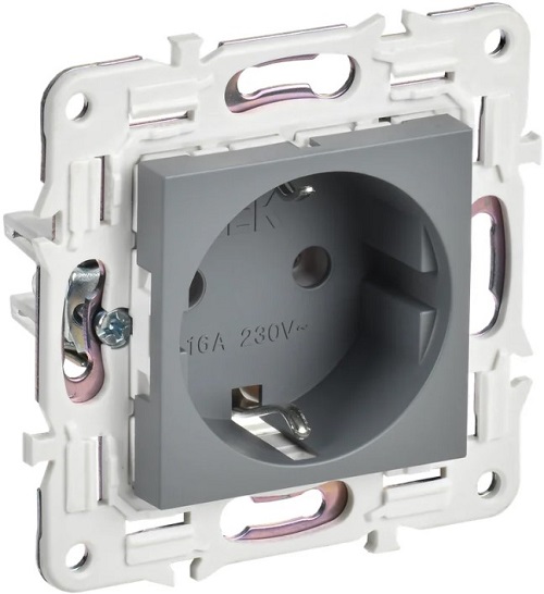 

Розетка с заземлением IEK SK-R11-16-K03 SKANDY без защитных шторок 16А SK-R05Gr серая, SK-R11-16-K03