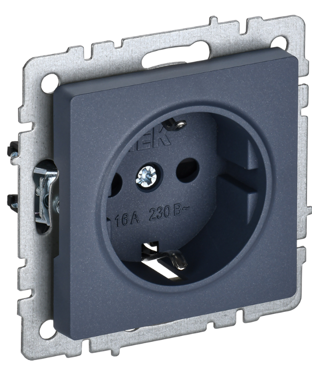 

Розетка с заземлением IEK BR-R11-16-K35 BRITE без защитных шторок 16А РС11-1-0-БрМ Маренго, BR-R11-16-K35