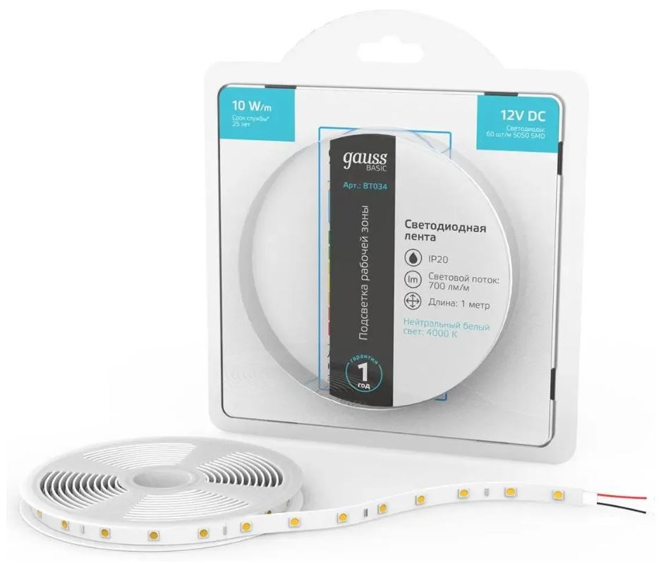 

Лента светодиодная Gauss BT034 Basic 1м, BT034