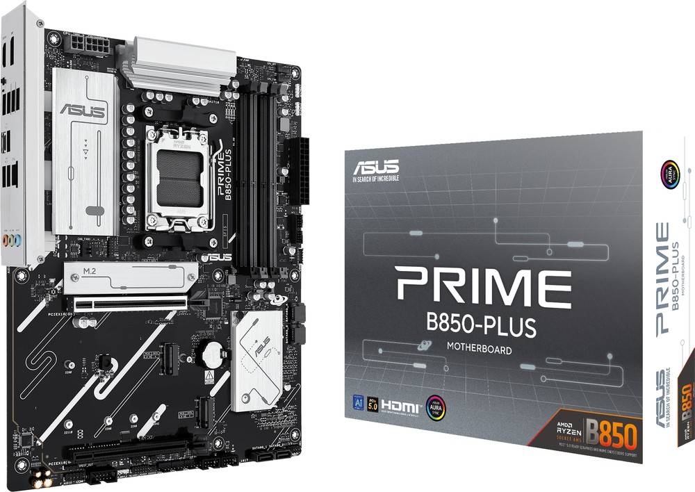 

Материнская плата ATX ASUS PRIME B850-PLUS 90MB1LC0-M0EAY0 (AM5, AMD B850, 4*DDR5, SATA, 3*M.2, PCIe, 2*USB 2.0, 5*USB 3.2, HDMI, DP), PRIME B850-PLUS