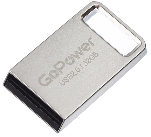 

Накопитель USB 2.0 32GB GoPower 00-00027358 MINI, металл, серебристый, 00-00027358