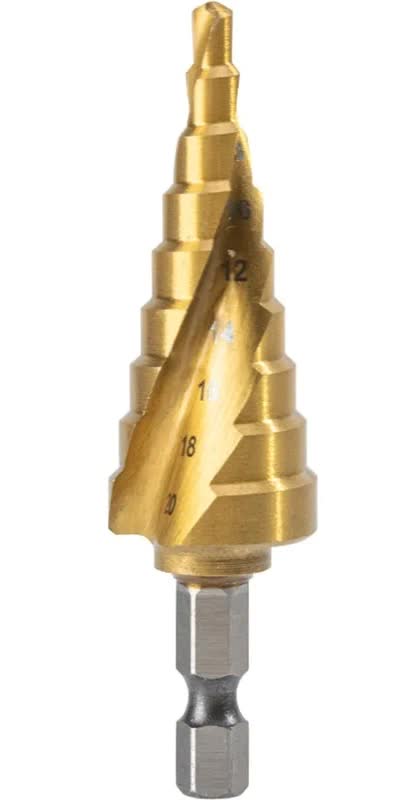 

Сверло Deli DH-JTZ020-E1 ступенчатое по металлу (4-20мм, HSS 4341 спиральная канавка, шестигранный хвостовик), DH-JTZ020-E1