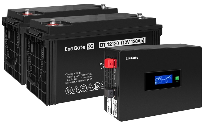 

Комплект Exegate IdealSine SR-1500.LCD.2SH EX297443RUS ИБП EX295994RUS + батарея 120Aч EX282988RUS 2шт (инвертор, синус, для котла, PF=1, настенный),, IdealSine SR-1500.LCD.2SH