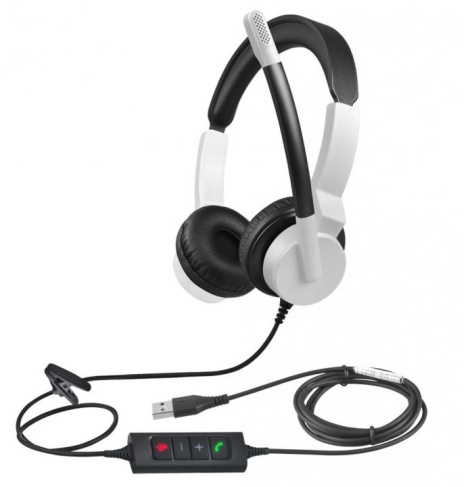 Изображение товара Гарнитура JazzTel JT-Moon-White-USB — стильный и надежный проводной аксессуар