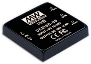 

Преобразователь DC-DC модульный Mean Well DKE15B-15 15Вт, Uвх=18-36В, два выхода +/-15В / +/-500мА, изоляция 1000В DC, корпус 2"х2" 50.8х50.8х11мм, -2, DKE15B-15