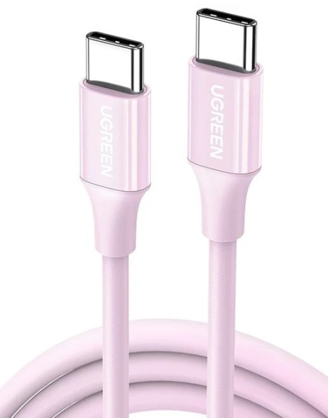 Изображение товара Розовый кабель UGREEN US264 USB-C - USB-C 1 метр для зарядки и передачи данных