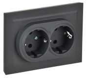 фото Розетка двухместная с заземлением в сборе  IEK BR-R24-16-K53-F