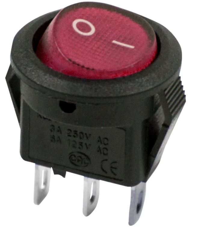 

Выключатель Rexant 36-2511 клавишный круглый 250V 3А (2с) ON-OFF красный Micro (RWB-105, SC-214), 36-2511