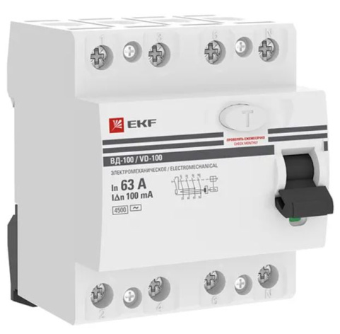 Изображение товара УЗО EKF elcb-4-63-100-em-pro