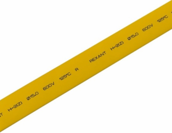 Изображение товара Тонкостенная термоусадочная трубка PROconnect 55-1502, желтая, 1м, 50 шт