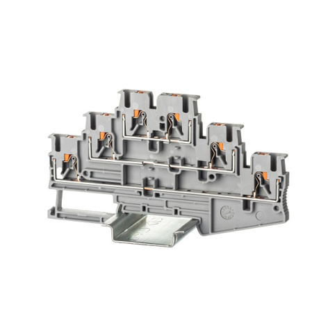 Изображение товара Клемма DKC VPR-2.5-3L-GY трехуровневая с Push-in зажимом для DIN-рейки