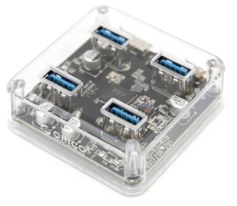 

Концентратор Orico ORICO-MH4U-U3-10-CR-BP 4*USB-A 3.0, вход micro-USB 3.0, прозрачный, ORICO-MH4U-U3-10-CR-BP