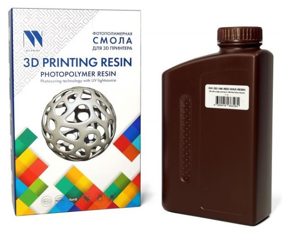 Изображение товара Фотополимерная смола NVP NV‑3D‑14K‑RED‑WAX‑RESIN для 3D‑печати 1000 г