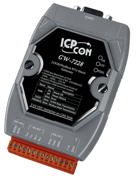 

Преобразователь ICP DAS GW-7228-G CR J1939/Modbus RTU Slave Gateway (RoHS), GW-7228-G CR