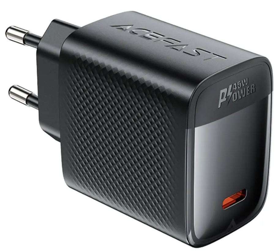 

Зарядное устройство сетевое ACEFAST A112 PD45W Gan Single USB-C Charger EU. Цвет: черный, A112