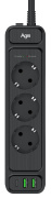 фото Сетевой фильтр  AGNI TP-FS3U3E-PD-3m-black