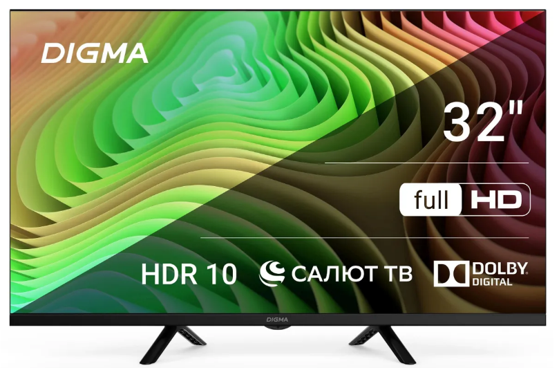 

Телевизор LED Digma DM-LED32SBB36 32" Салют ТВ Frameless Metal черный FULL HD 60Hz DVB-T DVB-T2 DVB-C DVB-S DVB-S2 USB WiFi Smart TV, DM-LED32SBB36