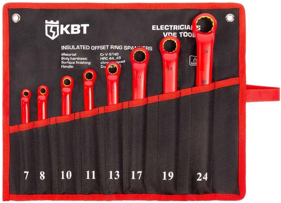 

Набор ключей КВТ 89751 диэлектрических накидных НИИ-25 серия ЭКСПЕРТ, 89751