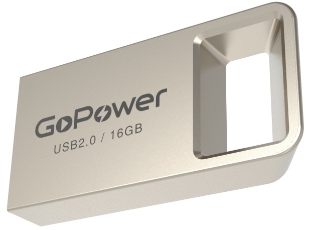 

Накопитель USB 2.0 16GB GoPower 00-00027357 MINI, металл, серебристый, 00-00027357