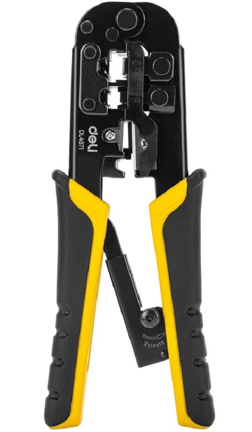 

Клещи обжимные Deli DL4971 с храповым механизмом 4P,6P,8P 200мм, для витой пары UTP/STP и телефонных кабелей, DL4971