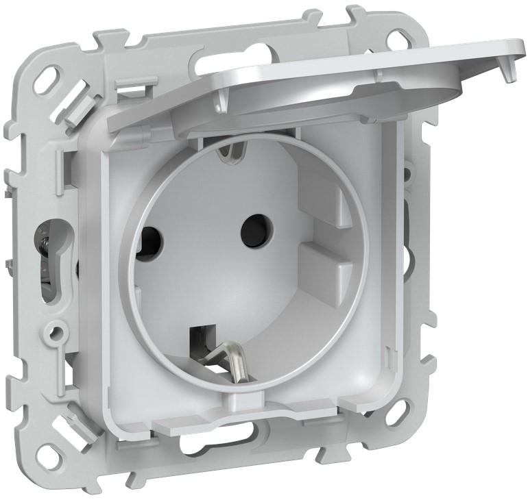 

Розетка с заземлением IEK FI-R16-16-1-44-K36 FLITE с защитными шторками и крышкой безвинтовое крепление 16А IP44 РСшкр11-1-44-ФлЖ жемчуг, FI-R16-16-1-44-K36