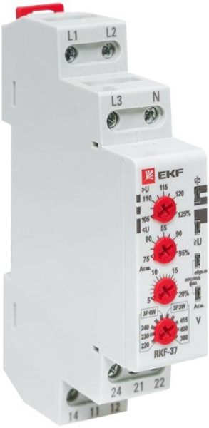 Изображение товара Реле контроля фаз EKF rkf-37 380 В 5 А для трехфазных сетей