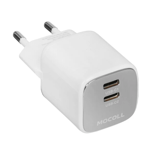 

Зарядное устройство сетевое MOCOLL Flash Series 35WFW 35W, 2*USB-C, белый, Flash Series