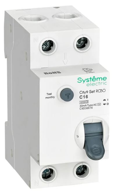 

Автомат дифференциальный Systeme Electric C9D36616 City9 Set 1P+N С 16А 6kA 30мА Тип-AС 230В, C9D36616