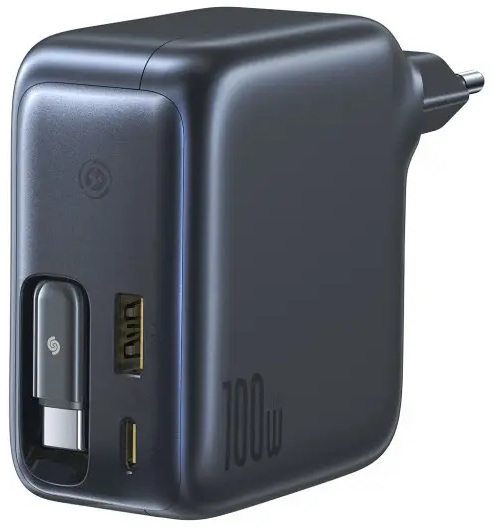 

Зарядное устройство сетевое Baseus EnerCore CJ11 E0120M00 2*USB-C+USB-A 100W EU, встр. кабель, Cluster Black, EnerCore CJ11