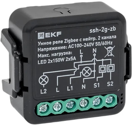

Реле умное EKF ssh-2g-zb в подрозетник 2-канальное с нейтралью Zigbee Connect Select, ssh-2g-zb