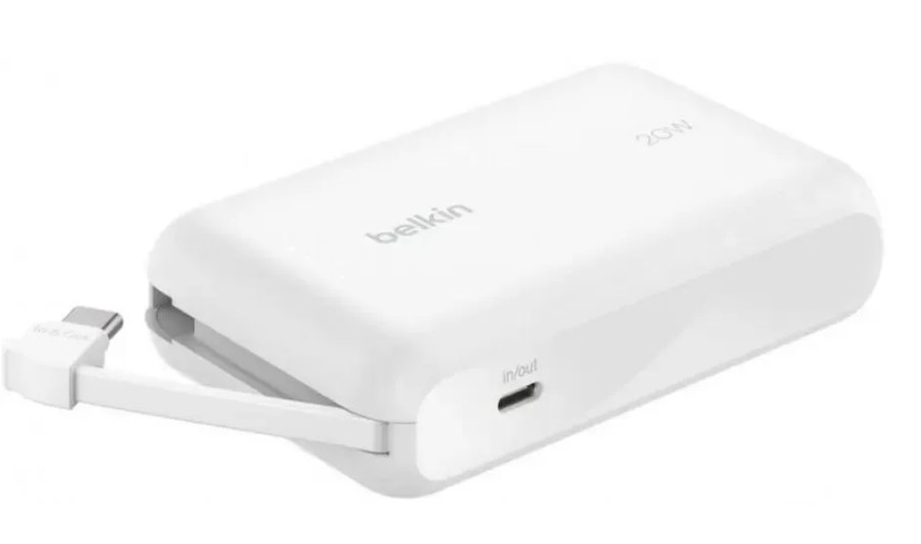 

Аккумулятор внешний Belkin BPB021hqWH 10000mAh USB-C 20W со встроенным кабелем USB-C. Цвет: белый, BPB021hqWH