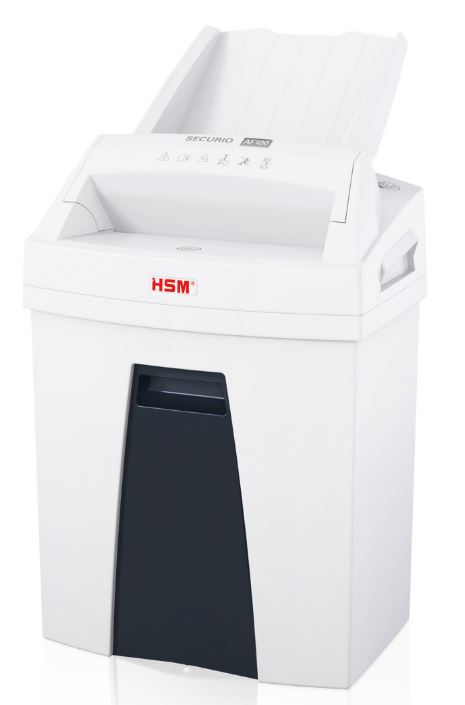 

Уничтожитель бумаг HSM SECURIO AF100 4x25 2063111K02 без масла, секр P-4, уничтожение до 6 листов 80 г/м, корзина 25 литров, SECURIO AF100 4x25