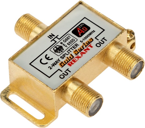 

Сплиттер Rexant 05-6101-1 ТВ "краб" x 2 + 3шт. F "BOX" 5-1000 МГц "GOLD", 05-6101-1
